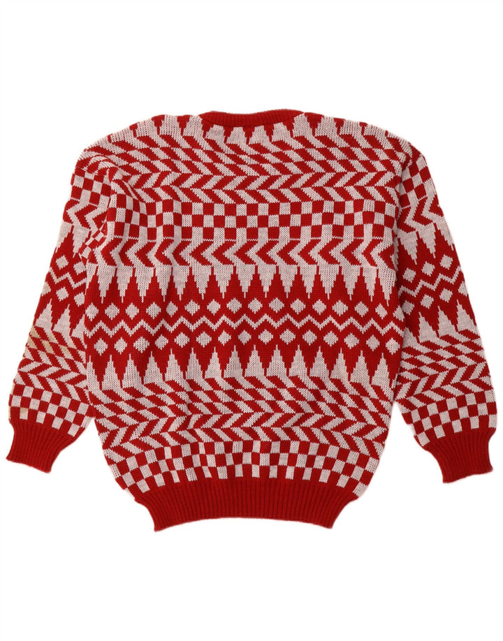 C & A herre rund hals sweater stor rød geometrisk akryl