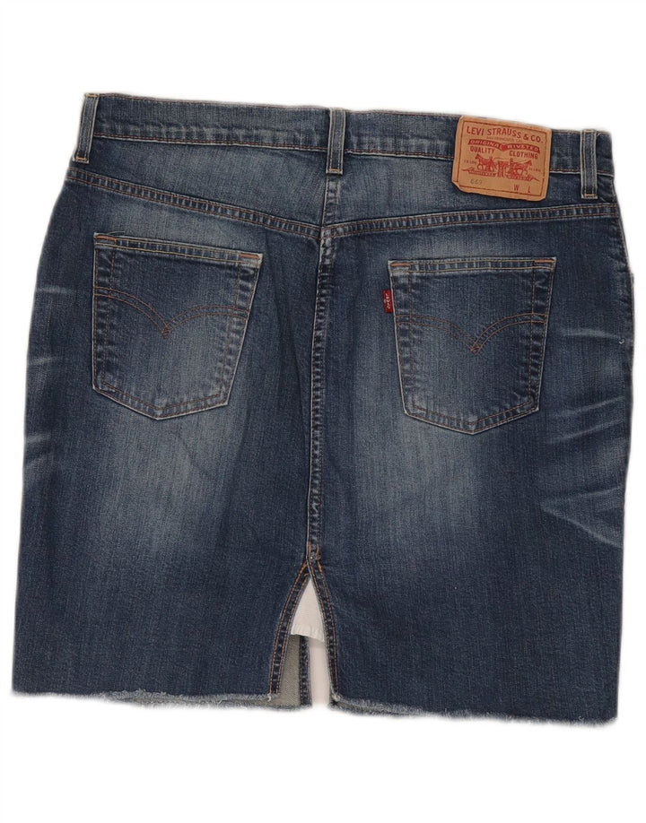 Levi's Dame 669 Denim Nederdel W34 Stor Blå Bomuld