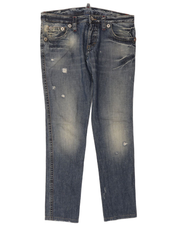 Dsquared2 Kvinder Distressed Slim Jeans W32 L32 Blå Bomuld