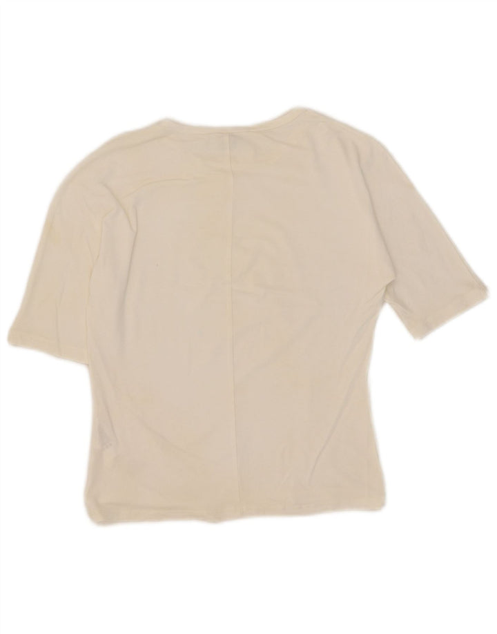 Max Mara Dame T-Shirt Top UK 10 Small White Viscose