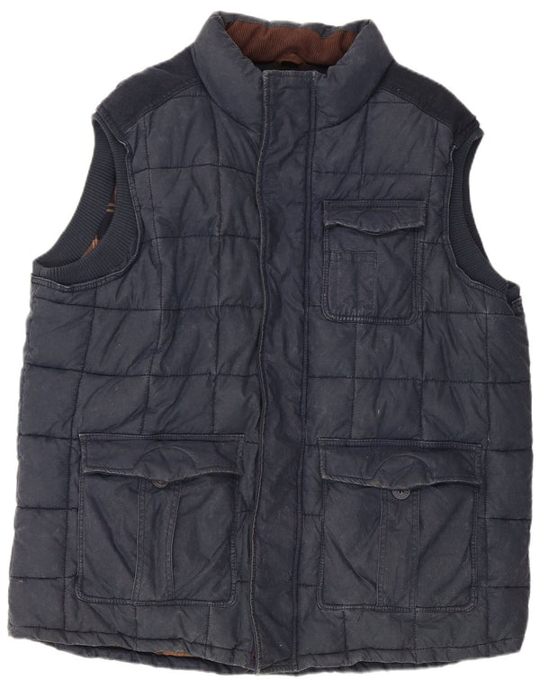 Fat Face Herre Polstret Gilet UK 42 XL Navy Blue Flecked Bomuld