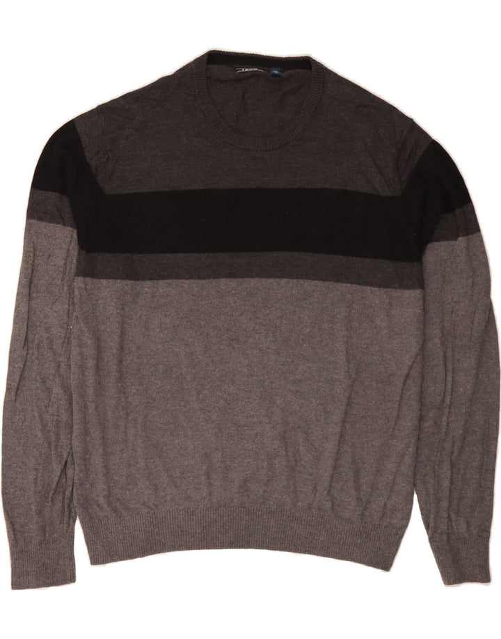 IZOD Mens Crew Neck Jumper Sweater XL Grey Colourblock Cotton Vintage Izod and Second-Hand Izod from Messina Hembry 