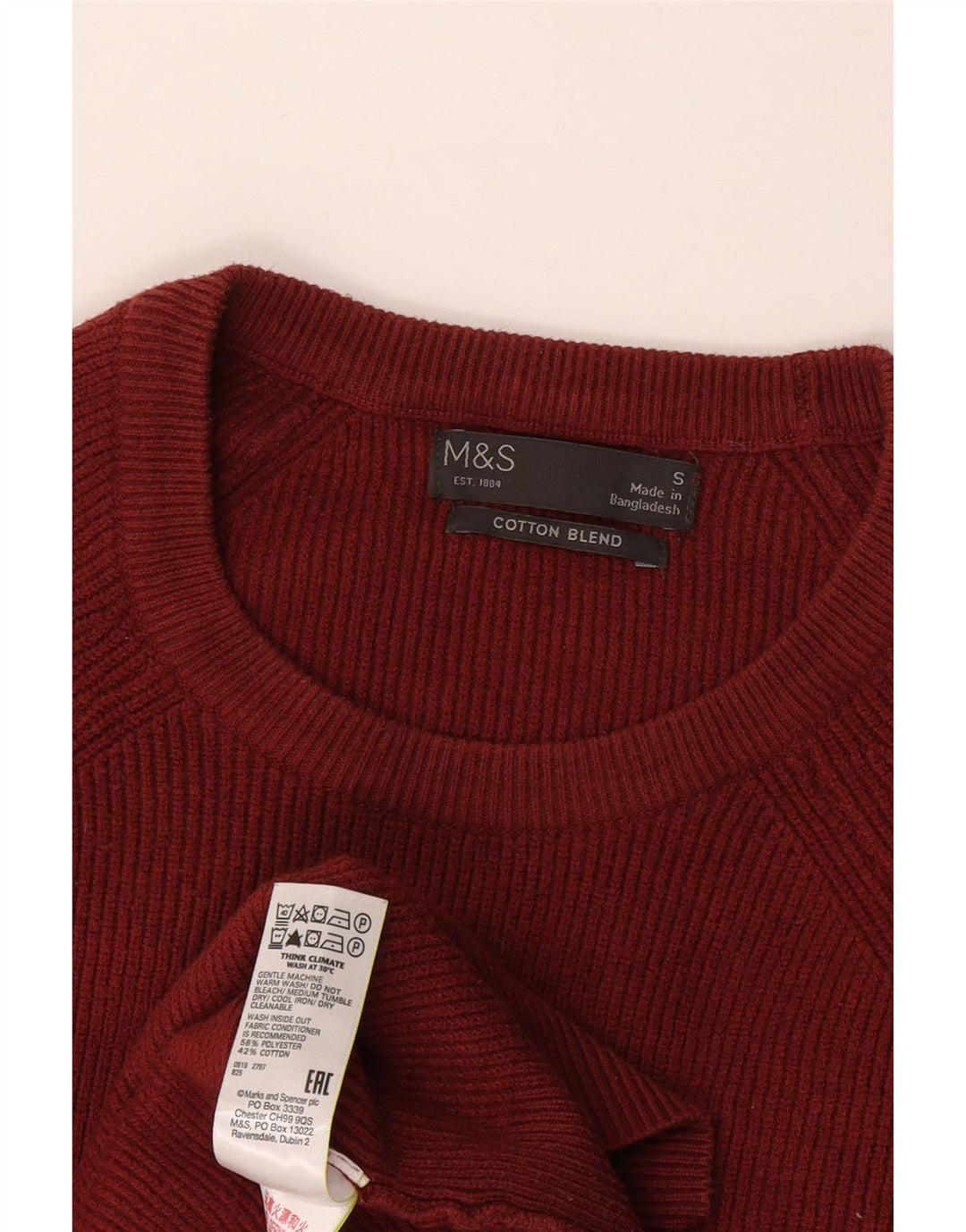 Marks & Spencer Herre sweater med rund hals, lille Bourgogne polyester