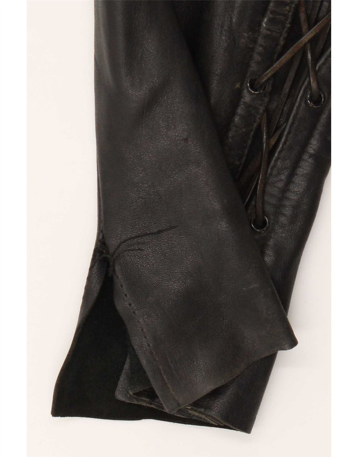 Vintage Herre Motorstyle Læderbukser IT 48 Medium W30 L31 Sort Læder
