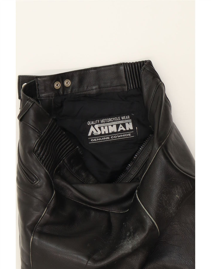 ASHMAN Mens Biker Trousers W34 L30 Black Leather Vintage Ashman and Second-Hand Ashman from Messina Hembry 