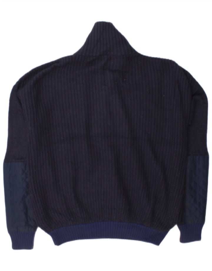 Topshop Dame Oversized Zip Neck Jumper Sweater UK 12 Medium Navy Blue