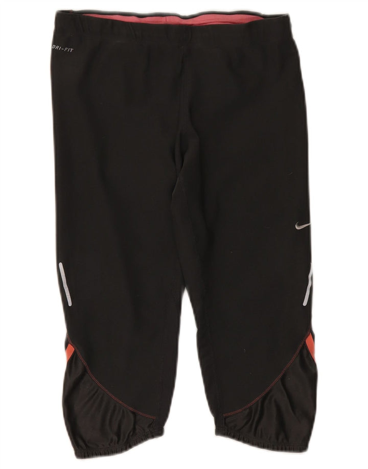 Nike Dame Dri Fit Capri Træningsdragt Bukser UK 14 Medium Sort Polyester