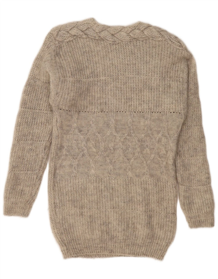 Vintage Dame Longline Jumper Sweater UK 14 Medium Grey