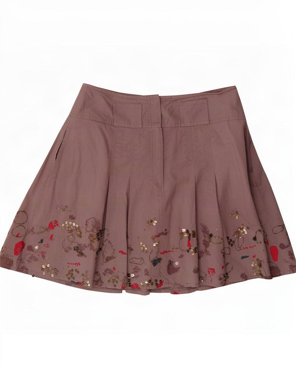 Max&Co. Kvinder plisseret mininederdel UK 10 Small W27 Purple Floral Bomuld