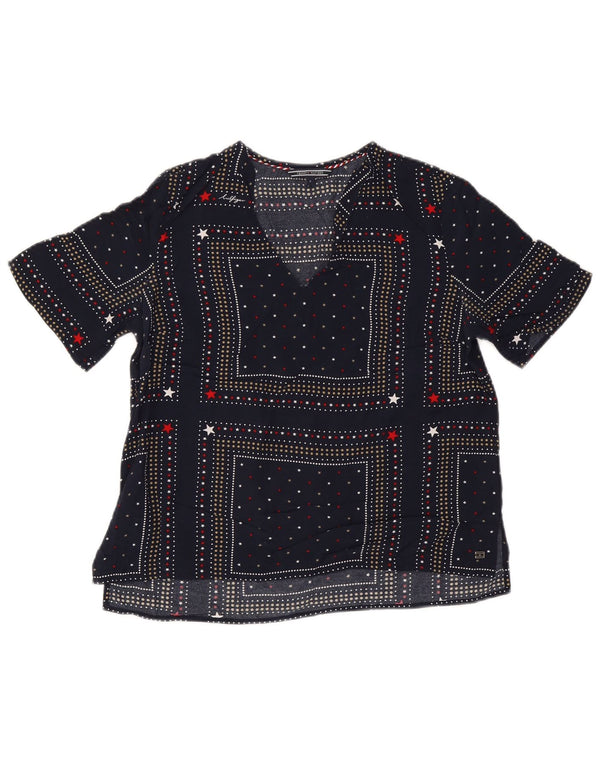 Tommy Hilfiger Damebluse Top US 6 Medium Navy Blue Plettet