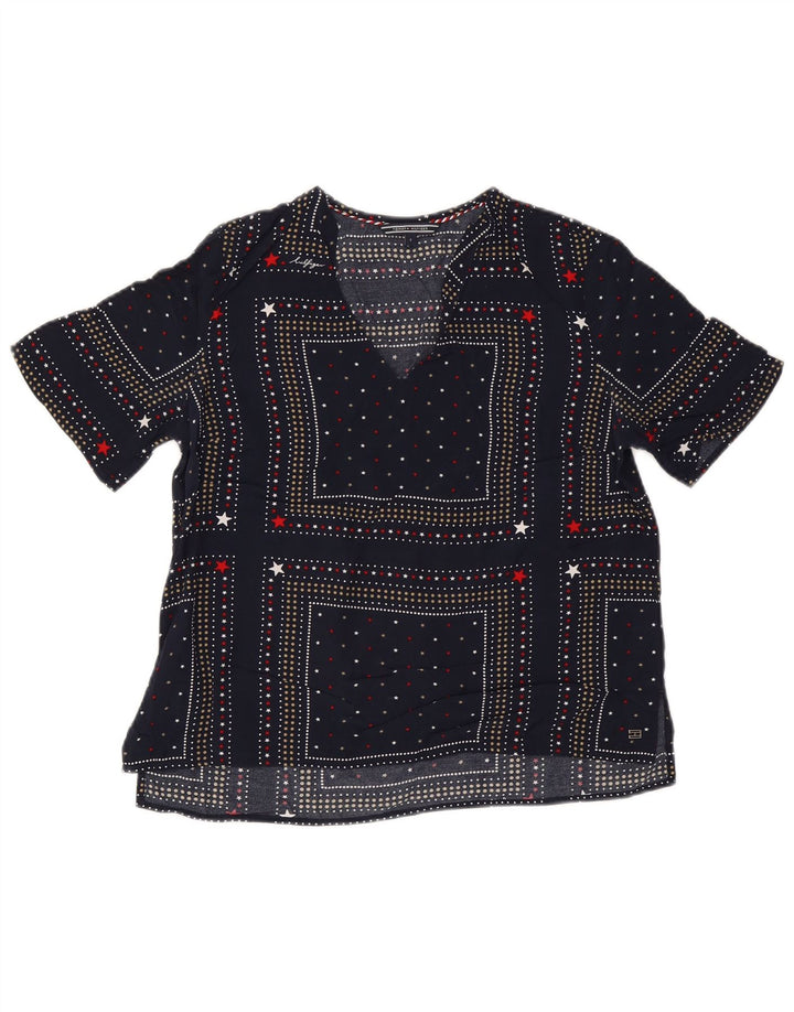 Tommy Hilfiger Damebluse Top US 6 Medium Navy Blue Plettet