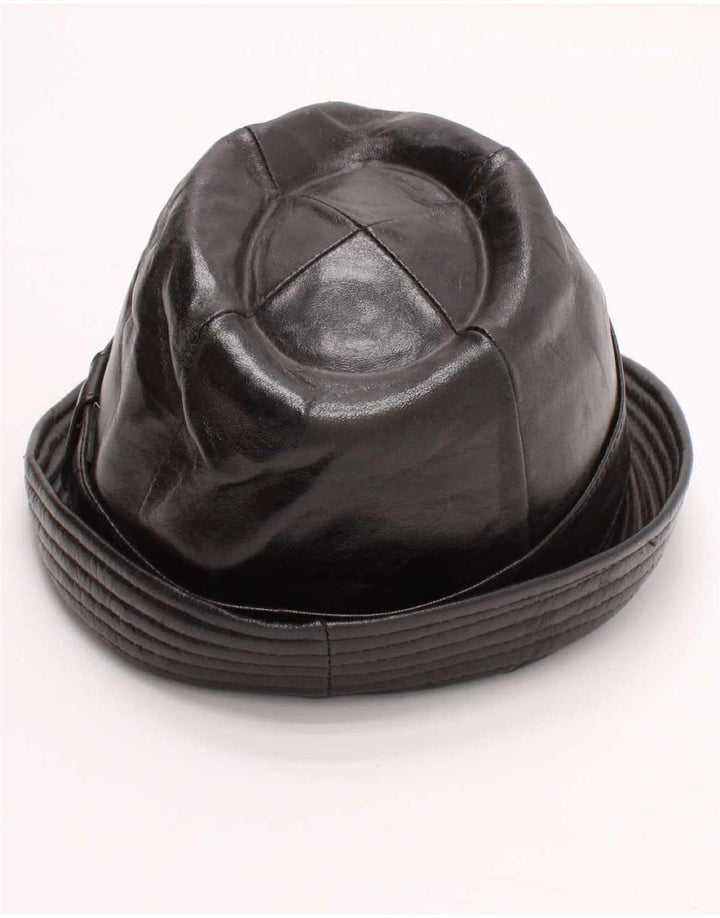 Vintage herre læder Fedora hat Medium Black