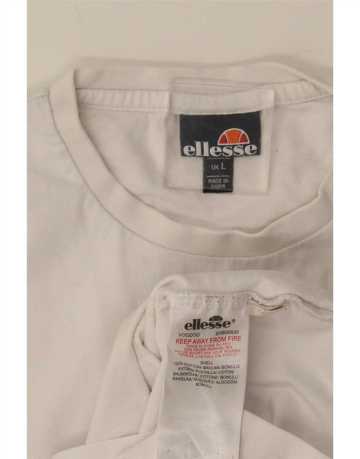 Ellesse Herre Grafisk T-Shirt Top Stor Hvid Bomuld