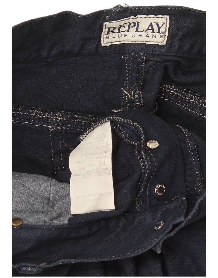 Replay Herre Cargo Straight Jeans W34 L34 Marineblå Bomuld