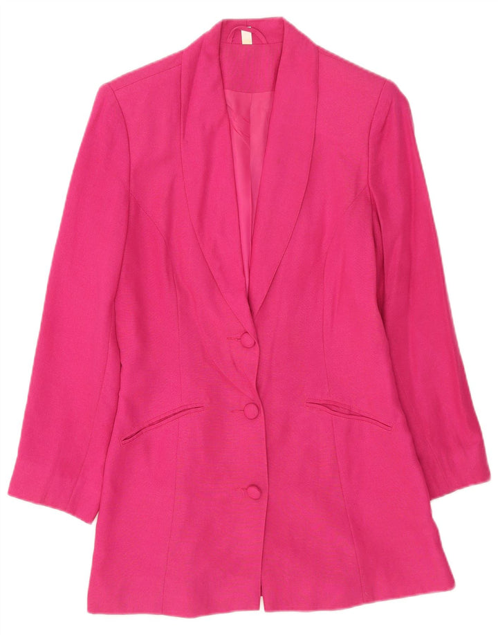 Vintage dame 3-knaps blazerjakke UK 8 Small Pink Viscose