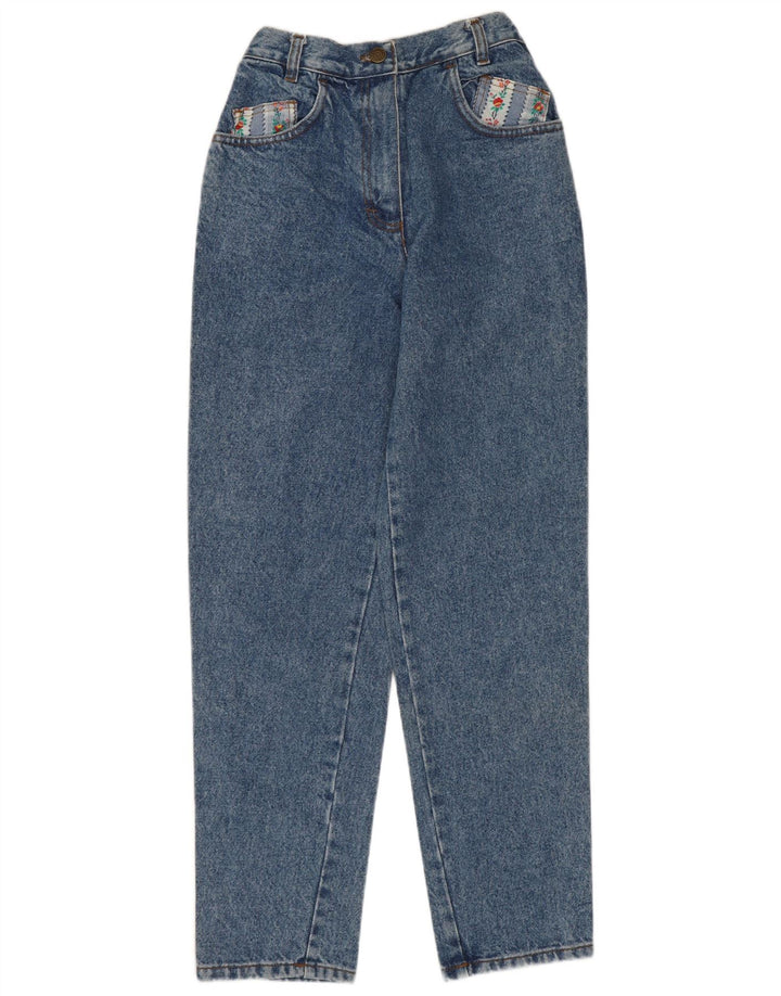 VINTAGE koniske jeans til kvinder EU 40 Medium W28 L28 Blå blomster bomuld