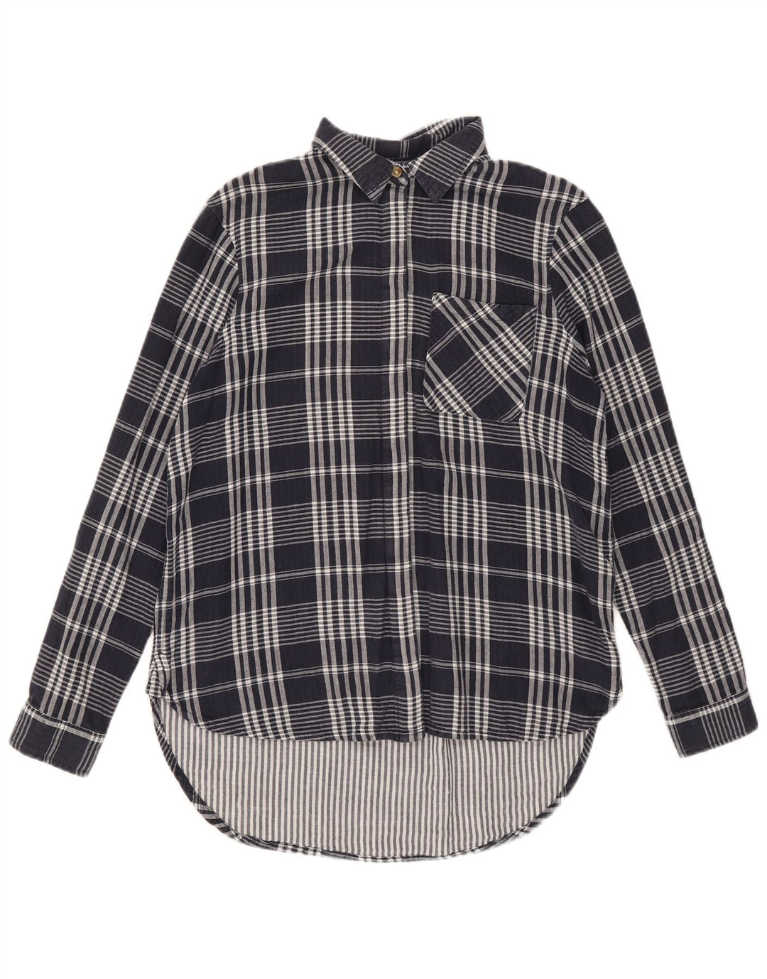 Marks & Spencer Dame Oversized Shirt UK 8 Small Navy Blue Ternet Bomuld
