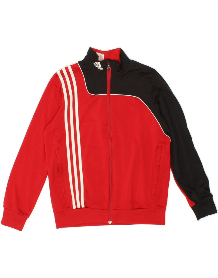 ADIDAS Boys Tracksuit Top Jacket 11-12 Years Red Colourblock Polyester Vintage Adidas and Second-Hand Adidas from Messina Hembry 