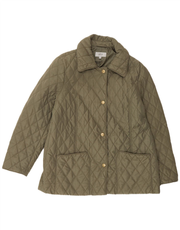 Marks & Spencer Quiltet jakke til kvinder UK 16 Stor grøn polyester
