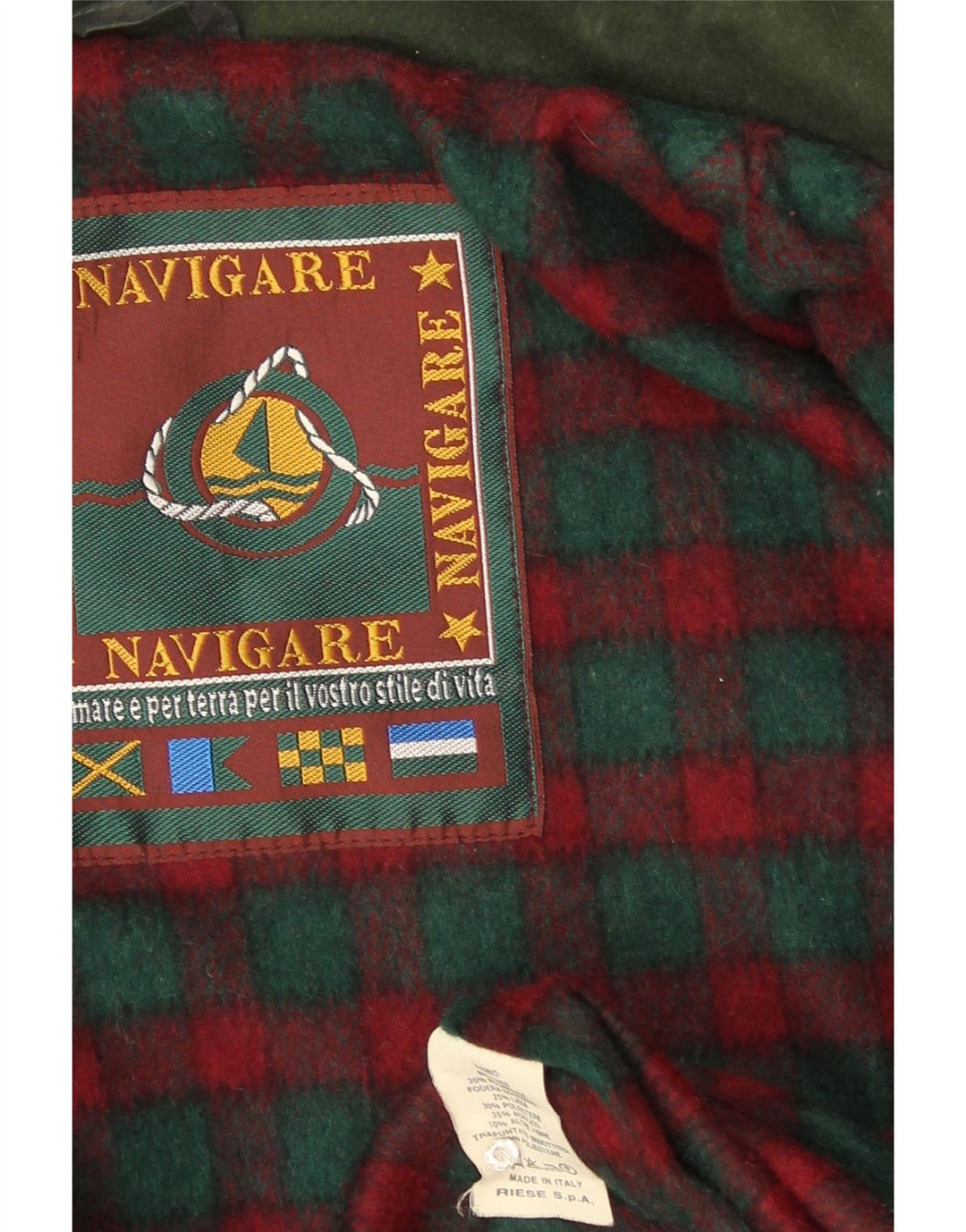 Navigare Herre Overfrakke UK 40 Large Green Wool