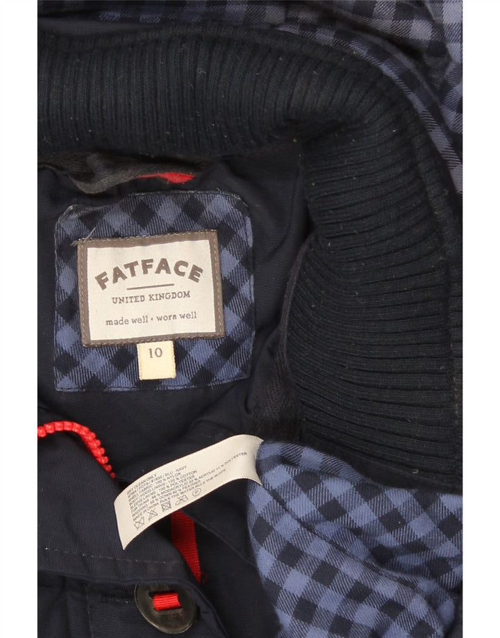 Fat Face Dame Hætte Polstret Frakke UK 10 Small Navy Blue Nylon