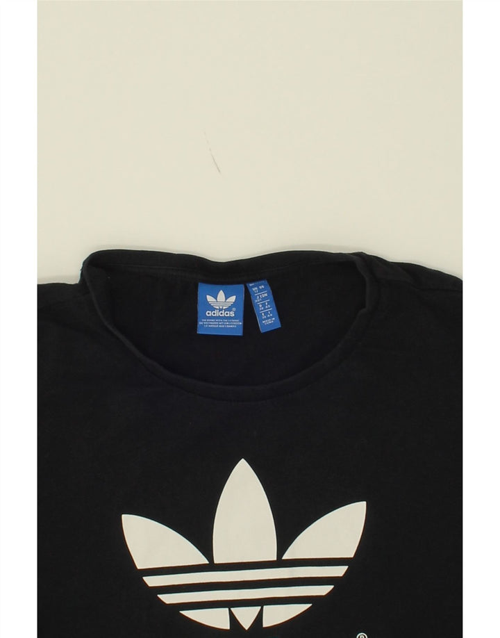 ADIDAS Womens Graphic T-Shirt Top UK 12 Medium Black Vintage Adidas and Second-Hand Adidas from Messina Hembry 