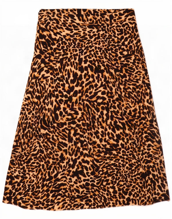 Zara Dame Højtalje A-Line nederdel Large W30 Brown Animal Print Polyester
