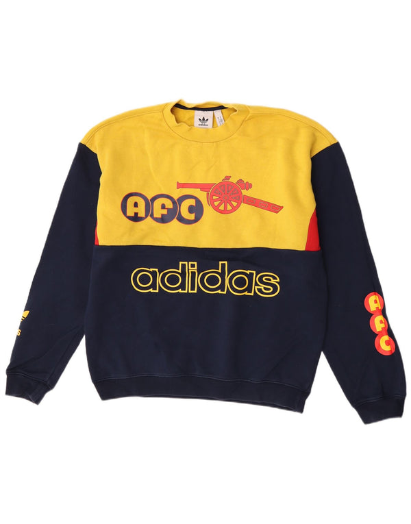 Adidas Herre Arsenal Graphic Sweatshirt Jumper Medium Navy Blue Colourblock