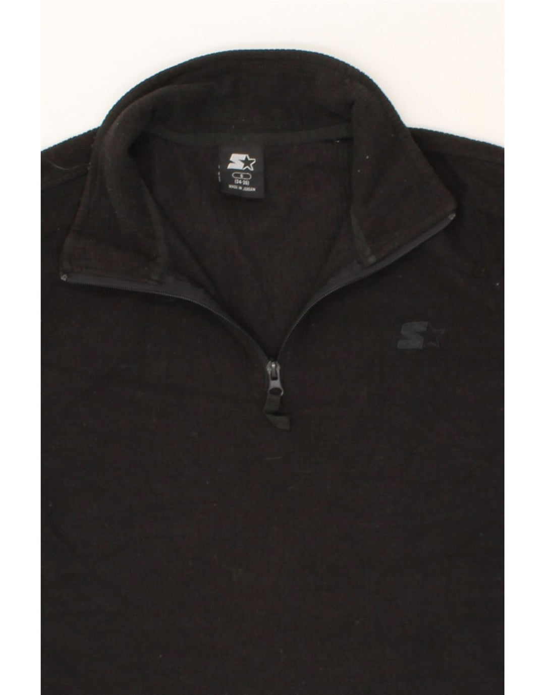 STARTER Mens Zip Neck Fleece Jumper UK 34/36 Small Black Polyester Vintage Starter and Second-Hand Starter from Messina Hembry 