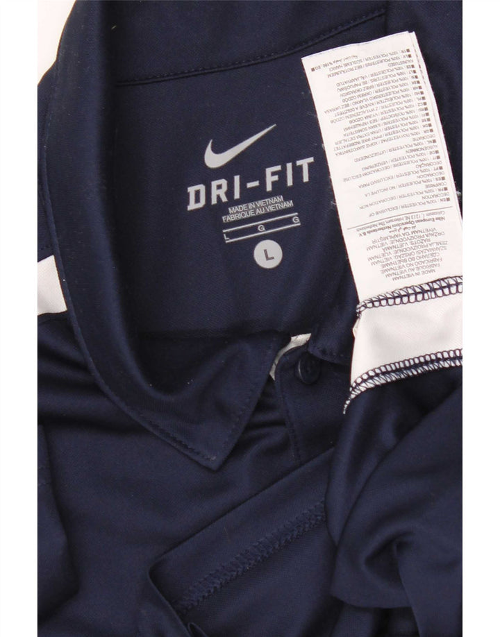 Nike Dri Fit poloshirt til mænd, stor marineblå colourblock polyester