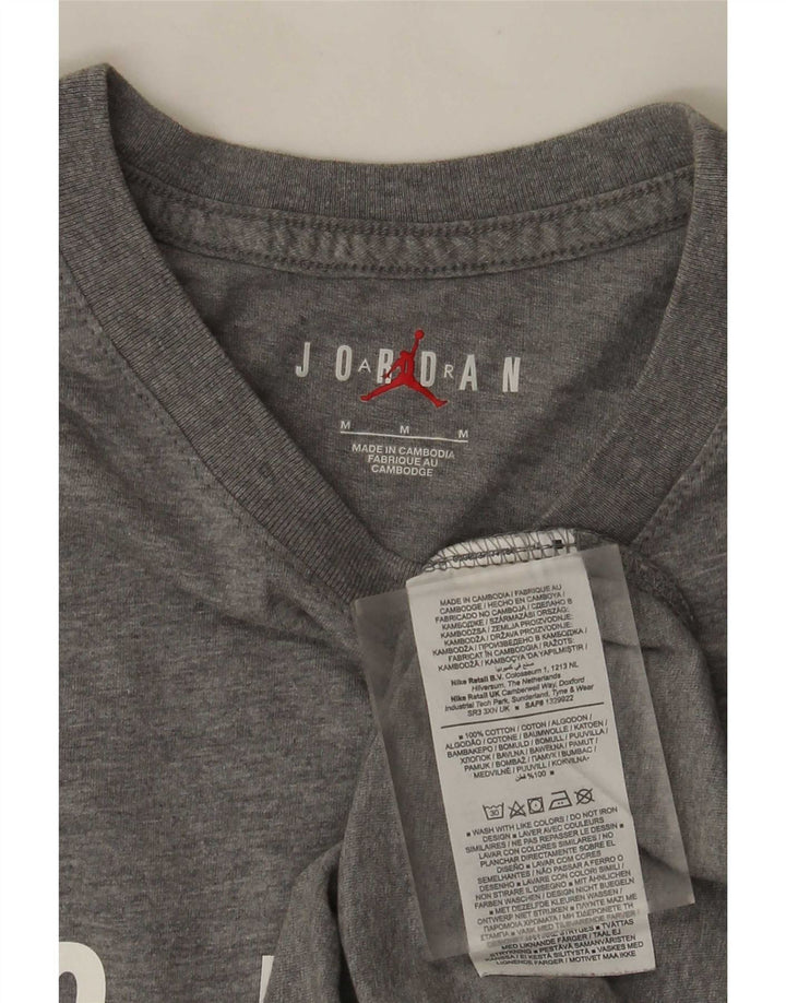 Jordan Herre grafisk T-shirt top mellemgrå flækket bomuld