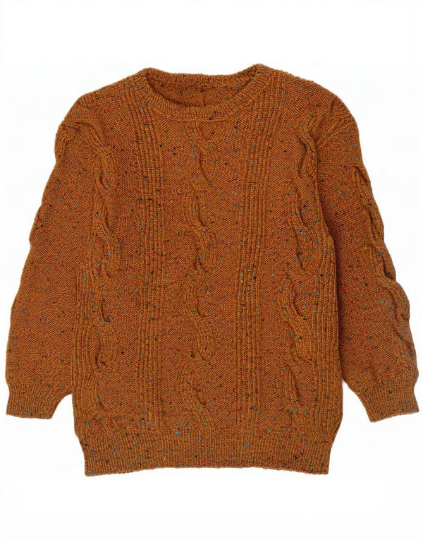 Vintage Dame Boat Neck Jumper Sweater UK 14 Large Brown Flecked