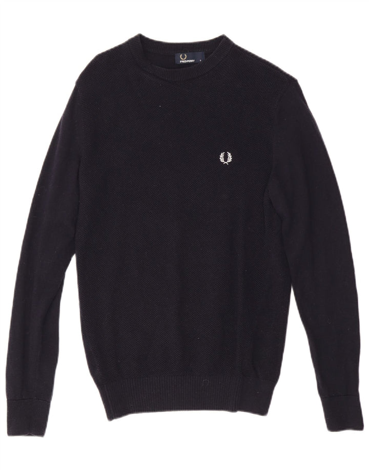 FRED PERRY Herre sweater med rund hals, lille marineblå uld