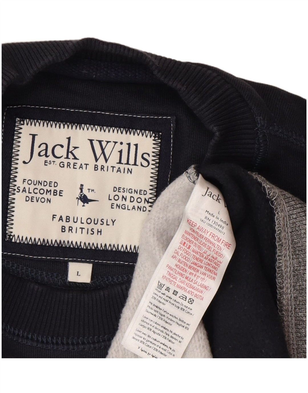 Jack Wills Herre Salcombe Sweatshirt Jumper Large Navy Blue Colourblock