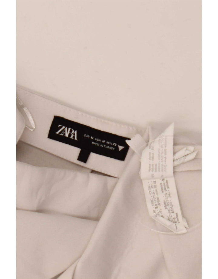 Zara Kvinders Højtaljede Casual Shorts Medium W28 Off White Polyester