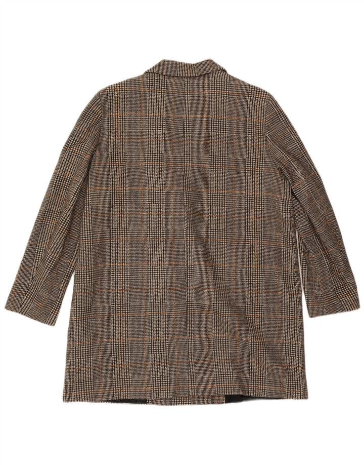 ZARA dobbeltradet frakke til kvinder UK 20 2XL Grå Houndstooth Polyester