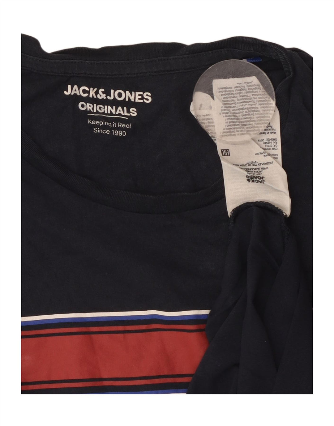 Jack & Jones Herre grafisk T-shirt Top Mellem marineblå stribet bomuld