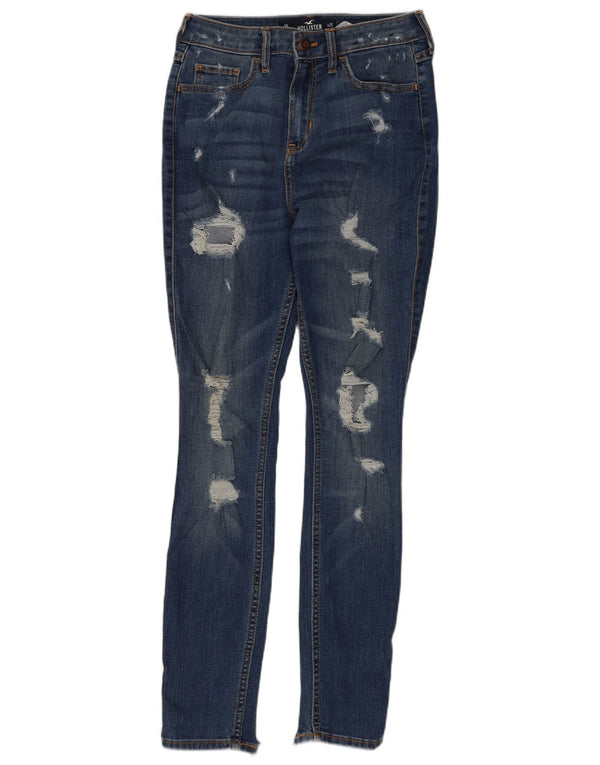 Hollister Kvinder Distressed Skinny Jeans US 1 XS W25 L28 Blå Bomuld