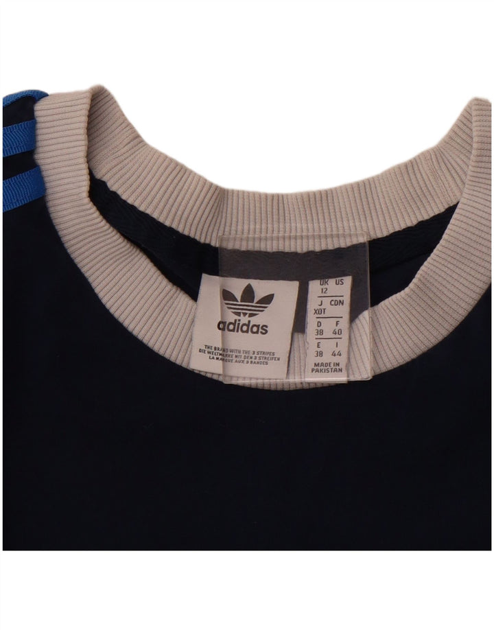 ADIDAS Dame T-Shirt Top UK 12 Medium Navy Blue
