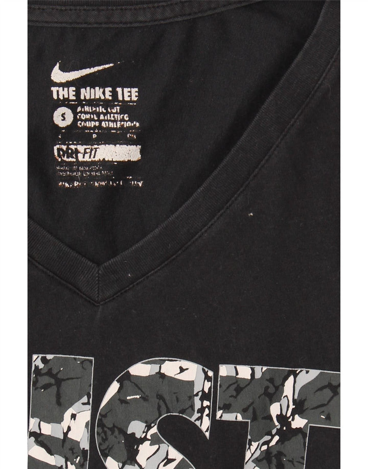 NIKE Womens Athletic Cut Graphic T-Shirt Top UK 10 Small Black Vintage Nike and Second-Hand Nike from Messina Hembry 