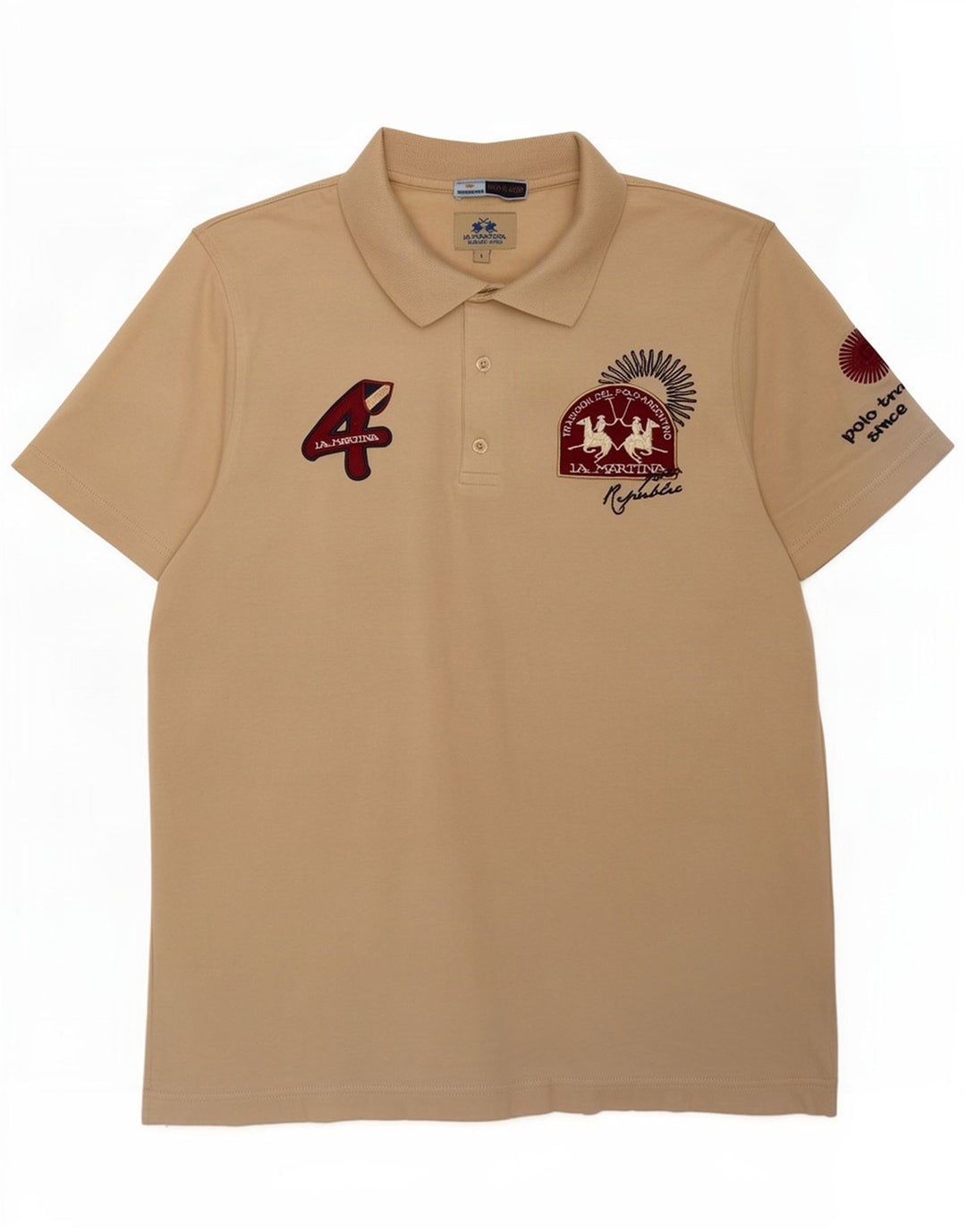 La Martina Herre Grafisk Polo Shirt Stor Beige Bomuld
