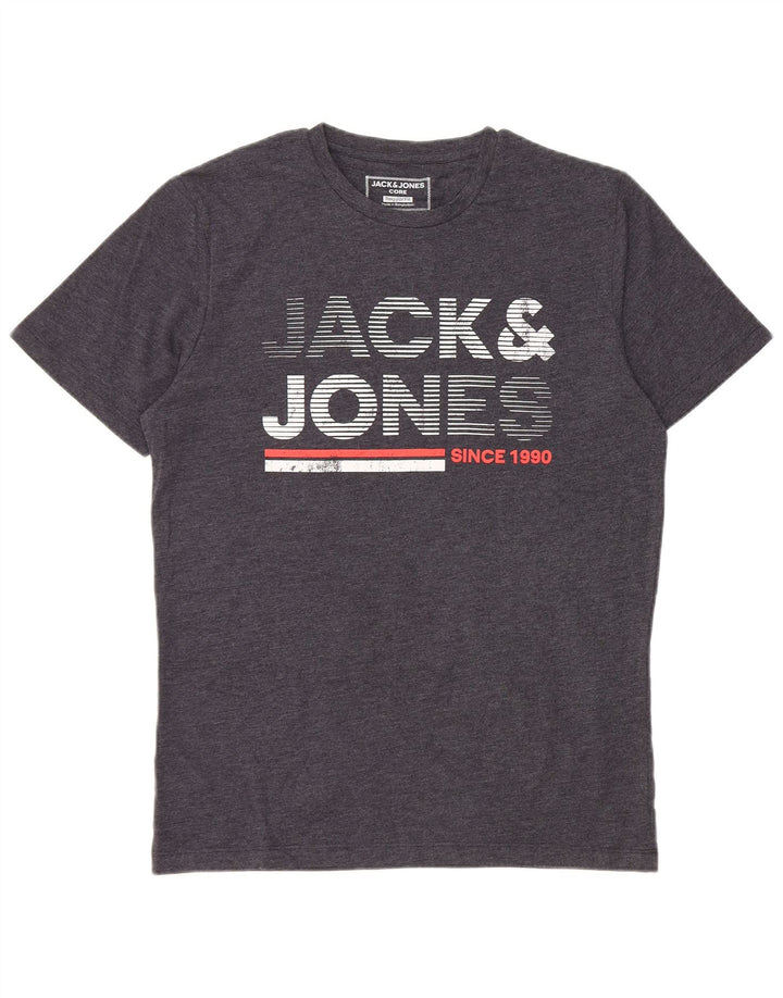Jack & Jones Herre Regular Fit grafisk T-shirt top lille grå bomuld
