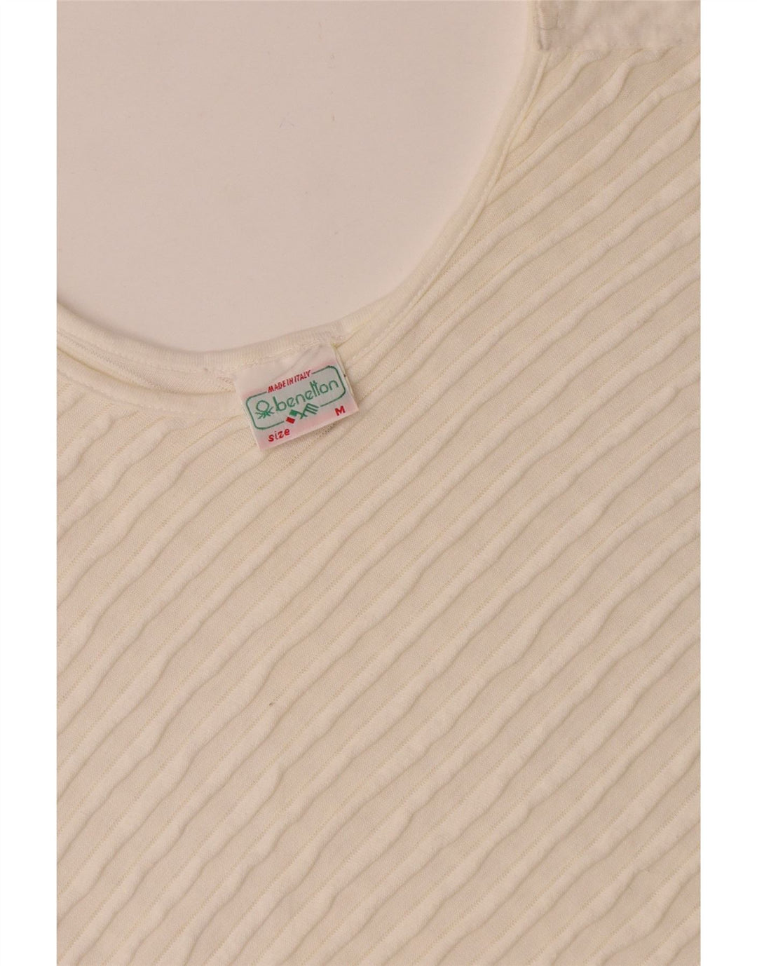 Benetton Dame Asymmetrisk Oversized Bluse Top UK 14 Medium Hvid Bomuld