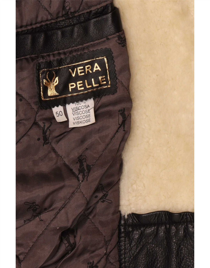 Vintage herre læderjakke IT 50 Medium Sort Colourblock