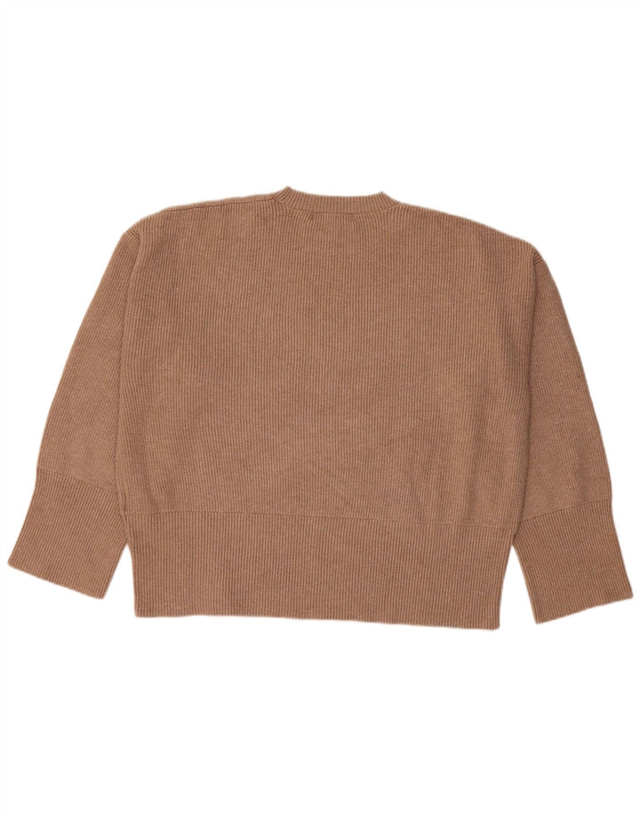 MARKS & SPENCER Dame Crop Crew Neck sweater UK 16 Large Brown