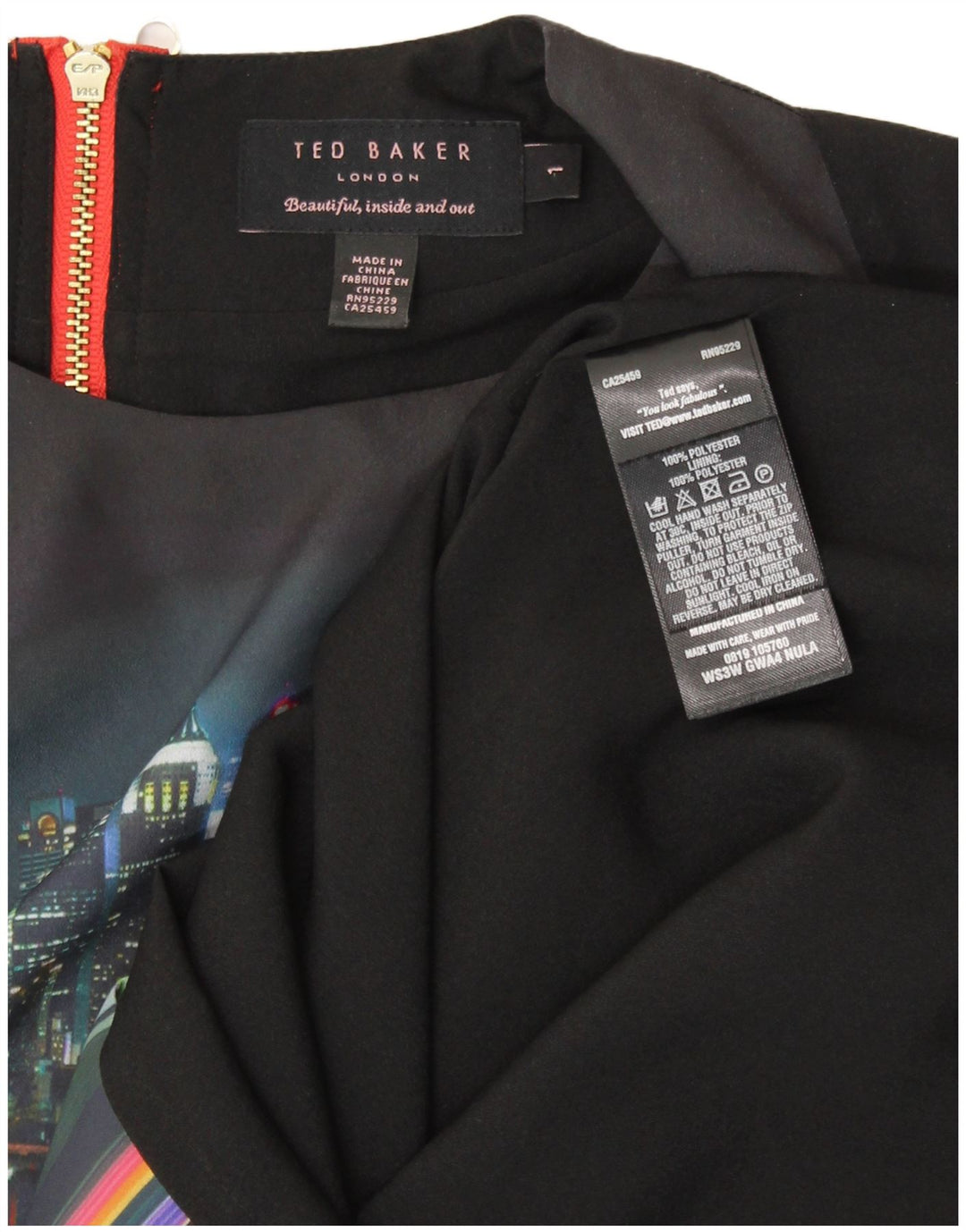 TED BAKER Kvinders Ærmeløs Skede Kjole Størrelse 1 XS Sort Stribet Polyester