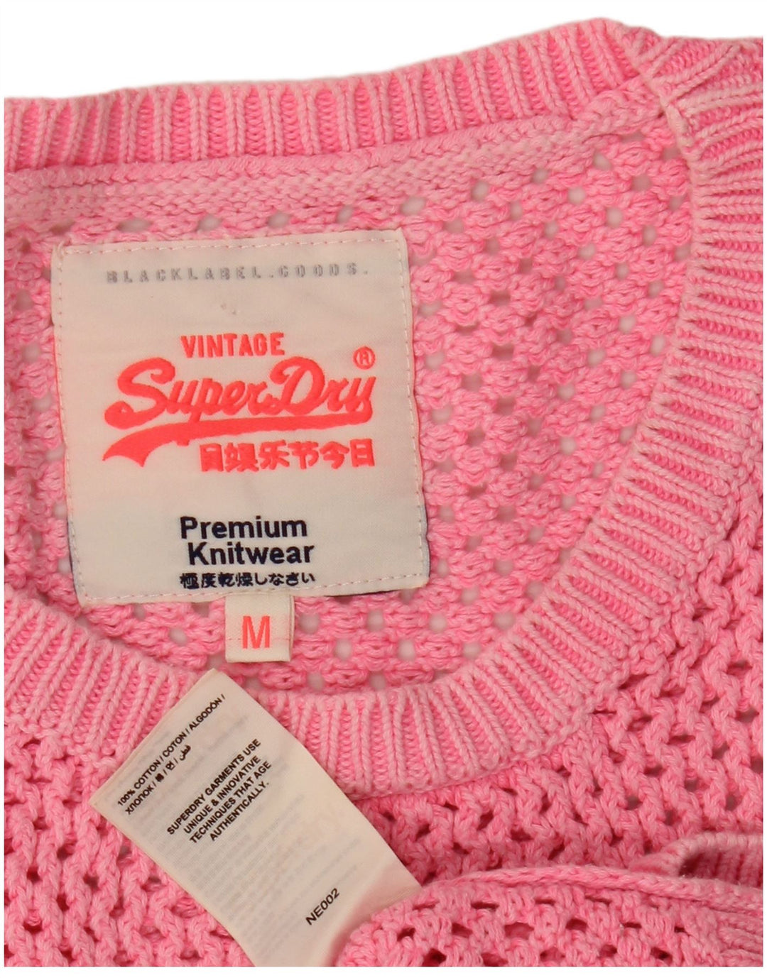 SUPERDRY kortærmet dametrøje med rund hals trøje UK 14 Medium Pink