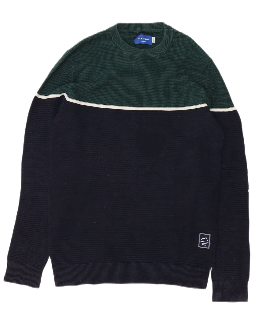 Jack & Jones herre sweater med rund hals, lille marineblå farveblok