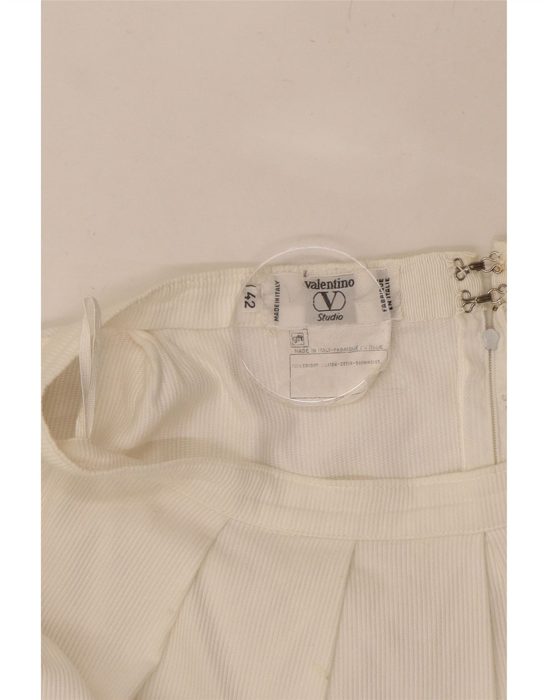 VALENTINO Womens Midi Skirt IT 42 Medium W28 White Cotton Vintage Valentino and Second-Hand Valentino from Messina Hembry 