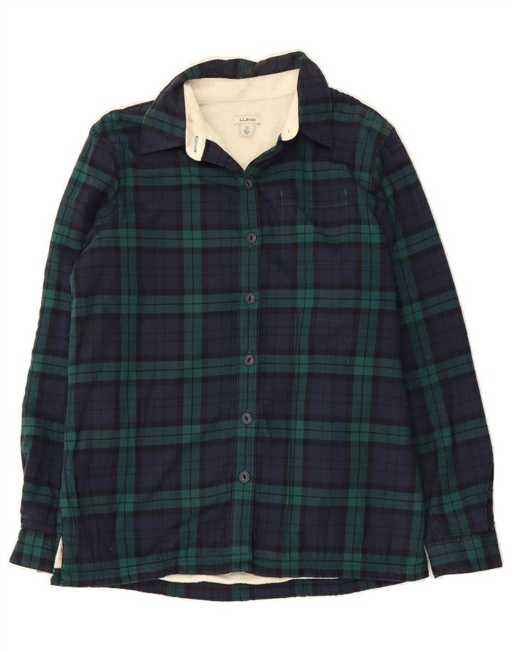 L.L.BEAN Womens Oversized Flannel Shirt UK 6 XS Navy Blue Check Vintage L.L.Bean and Second-Hand L.L.Bean from Messina Hembry 